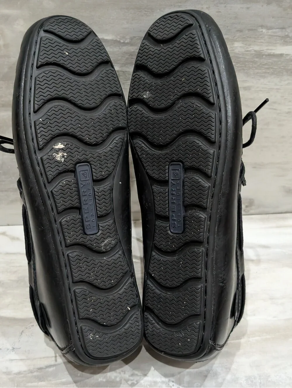 Sperry Black Leather Slip-On Boat Shoes Loafers Size 10